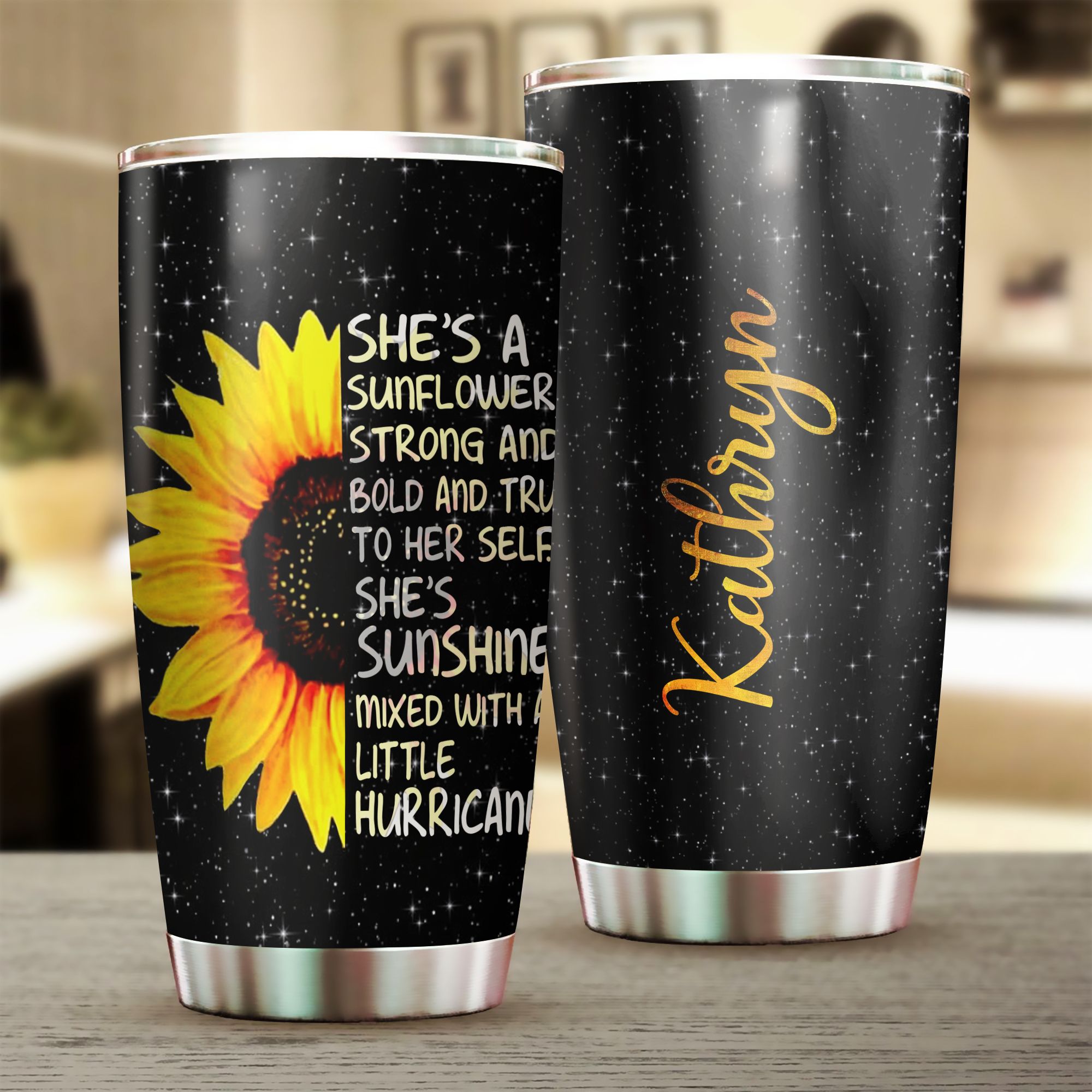 Personalized Sunflower Tumbler She's A Sunflower Strong And Bold PANTBL0040
