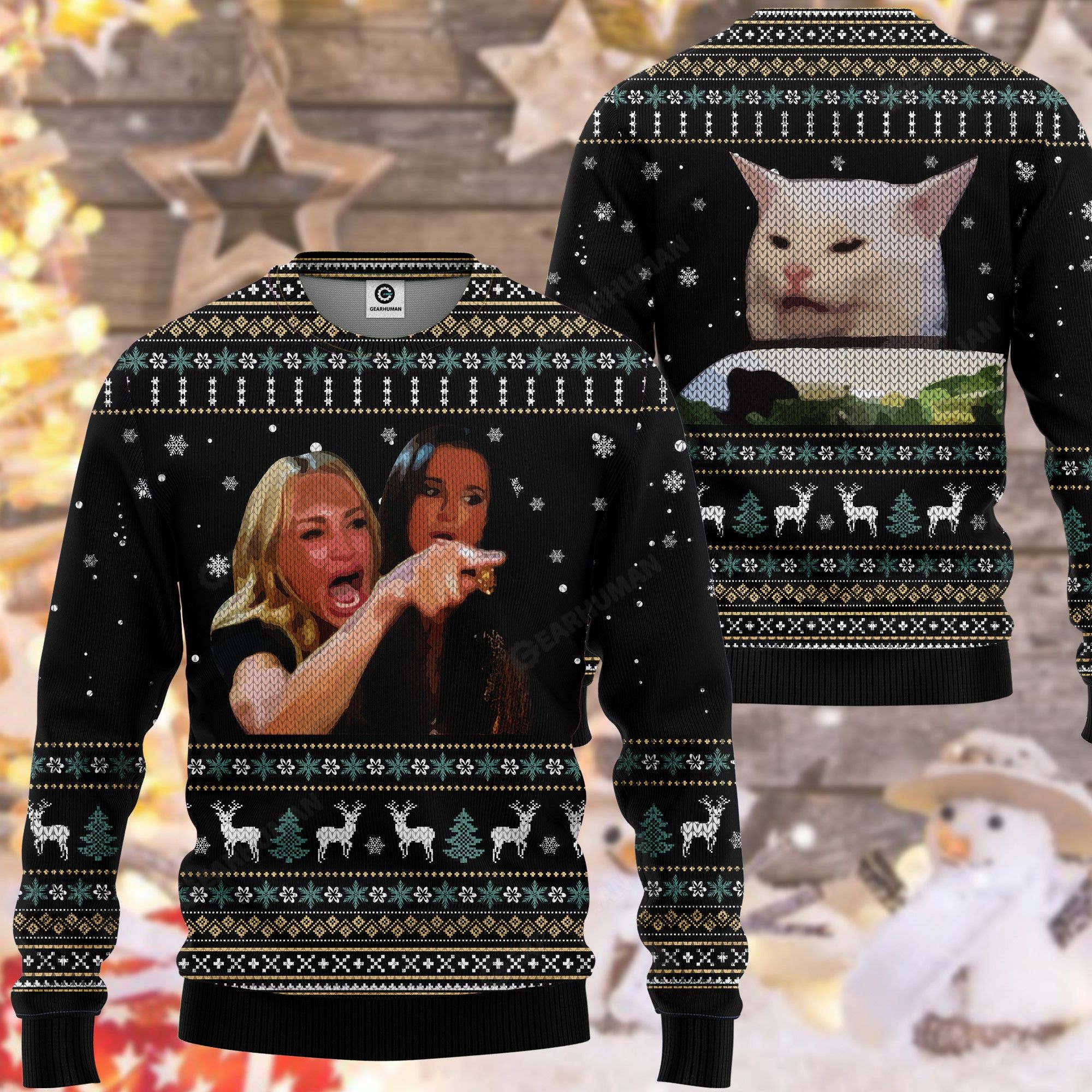 Woman Yelling At Cat Christmas Sweater PANWS0030