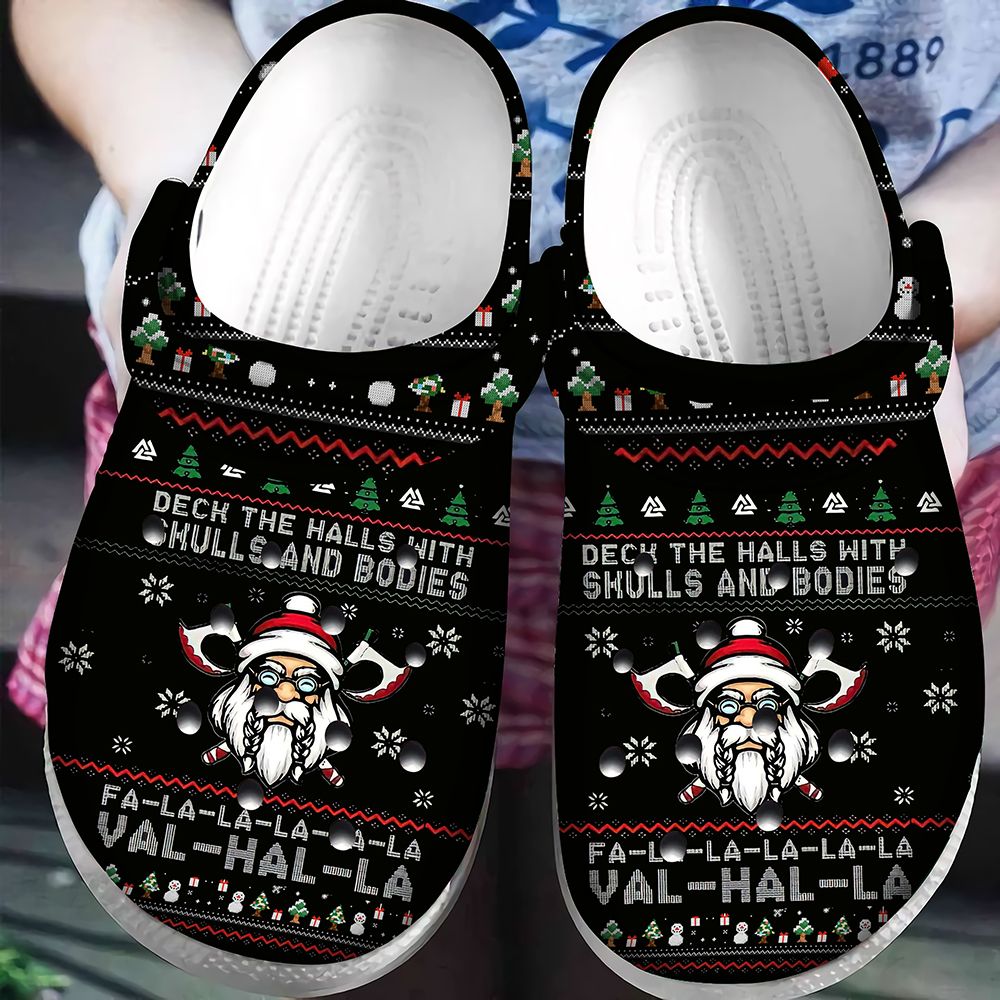 Viking Crocs Classic Clogs Shoes Deck The Halls With Skulls And Bodies PANCR0381