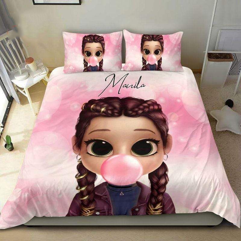 Personalized So Cool Bubble Gum Baby Girl Doll Custom Name Duvet Cover Bedding Set