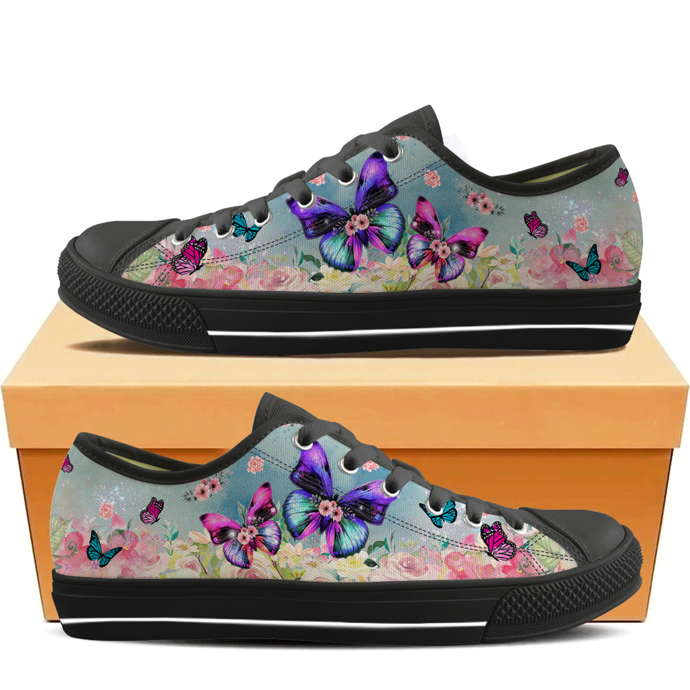 Butterfies And Flowers Low Top Shoes PANLTS0043