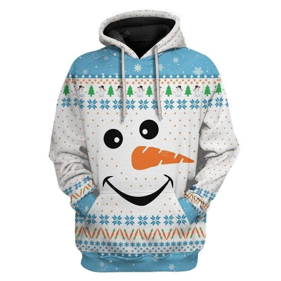 GEARHUMANS UGLY COZY CHRISTMAS SNOWMAN FACE 3D HOODIE