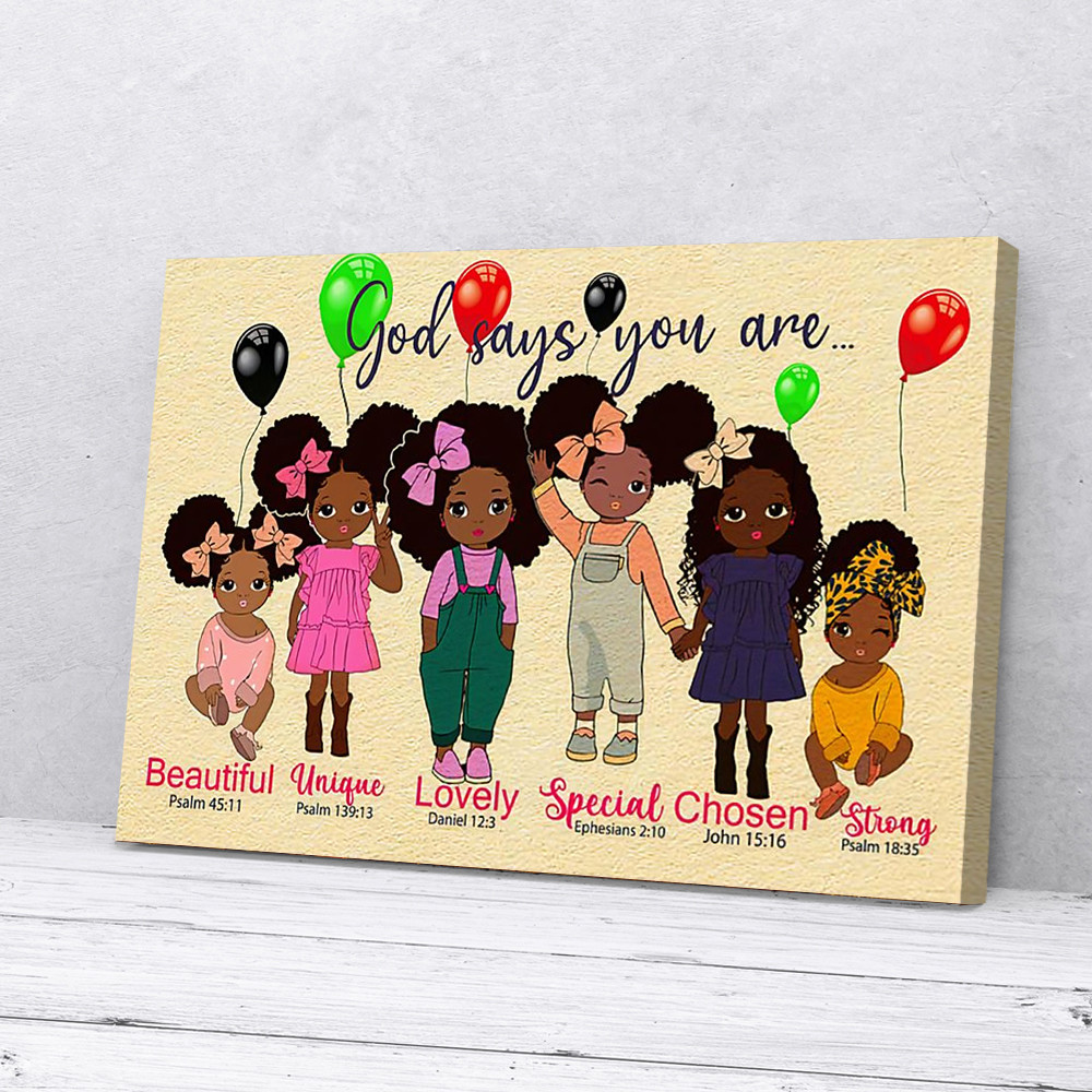 Black Kid Little Girls Says You Are African American Canvas Prints PANCV00657
