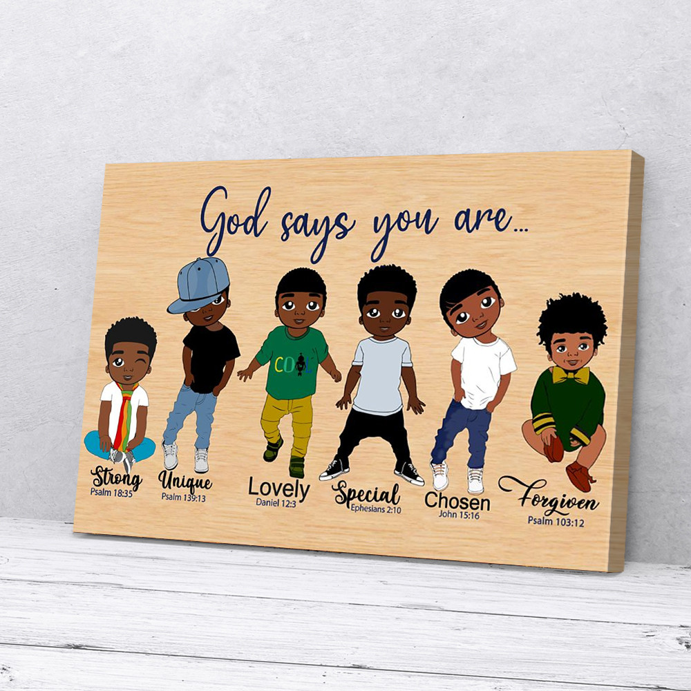 Black Kid Little Boys God Says You Are African American Canvas Prints