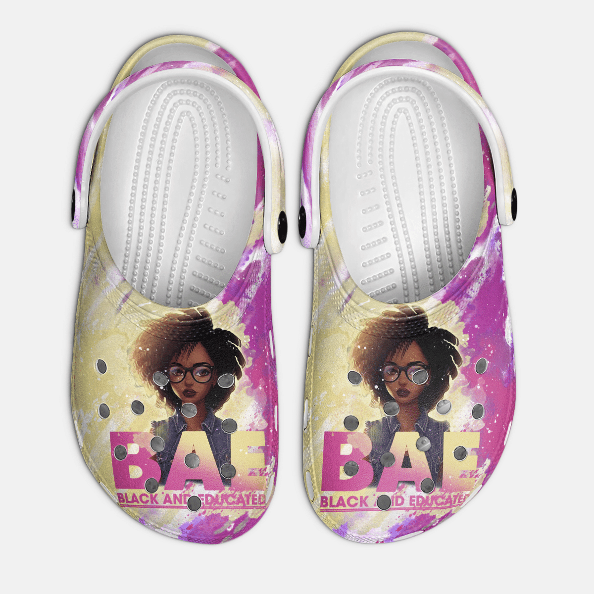 Black And Educate Afro Woman African American Crocs Classic Clogs Shoes PANCR0608