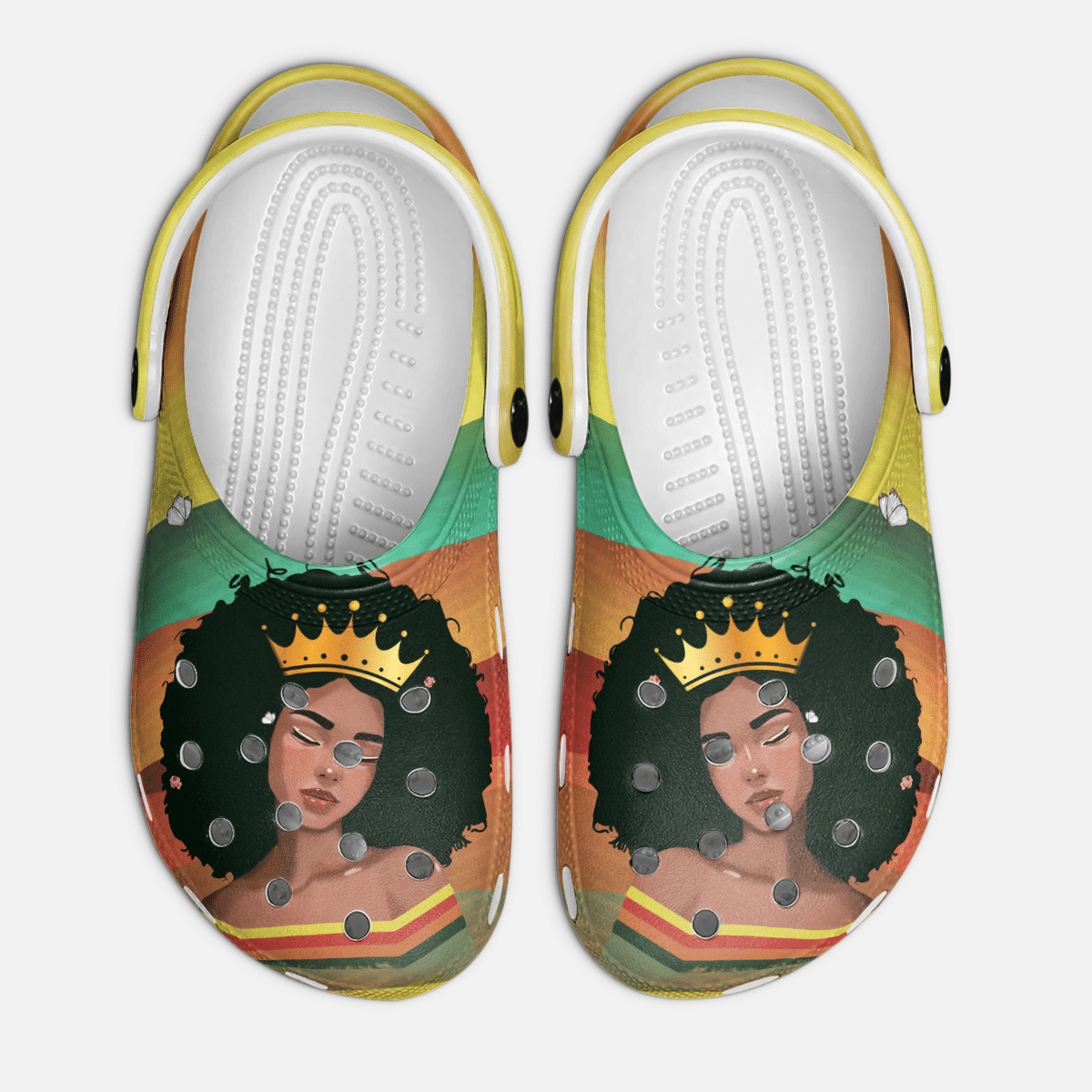 Afro Queen Retro Black Girl Crocs Classic Clogs Shoes PANCR0589