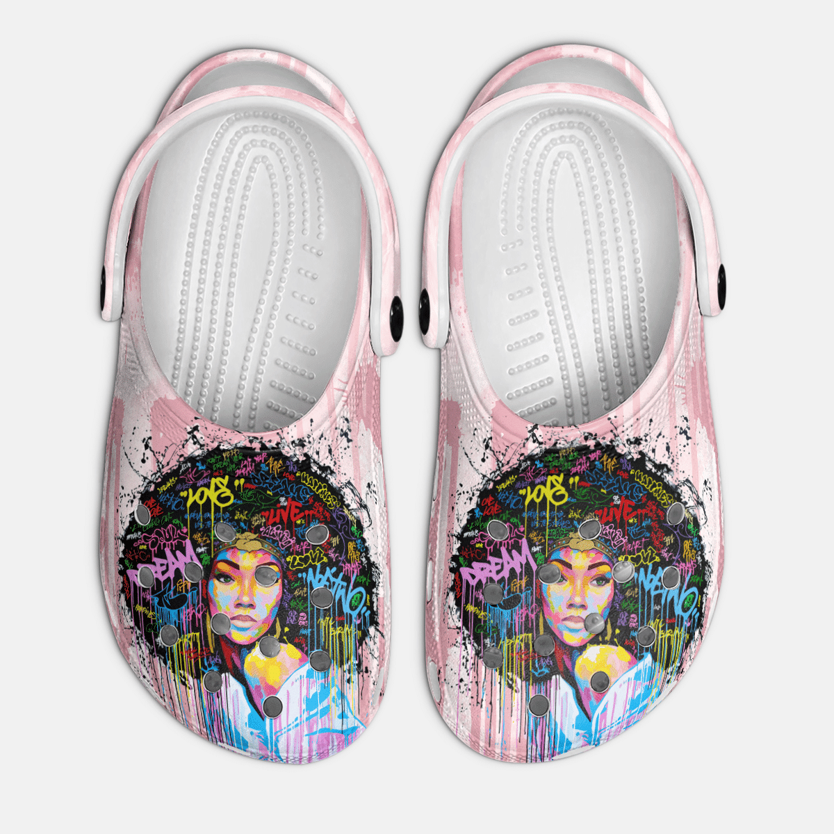Afro Girl Colorful Art Black Women Crocs Classic Clogs Shoes PANCR0687