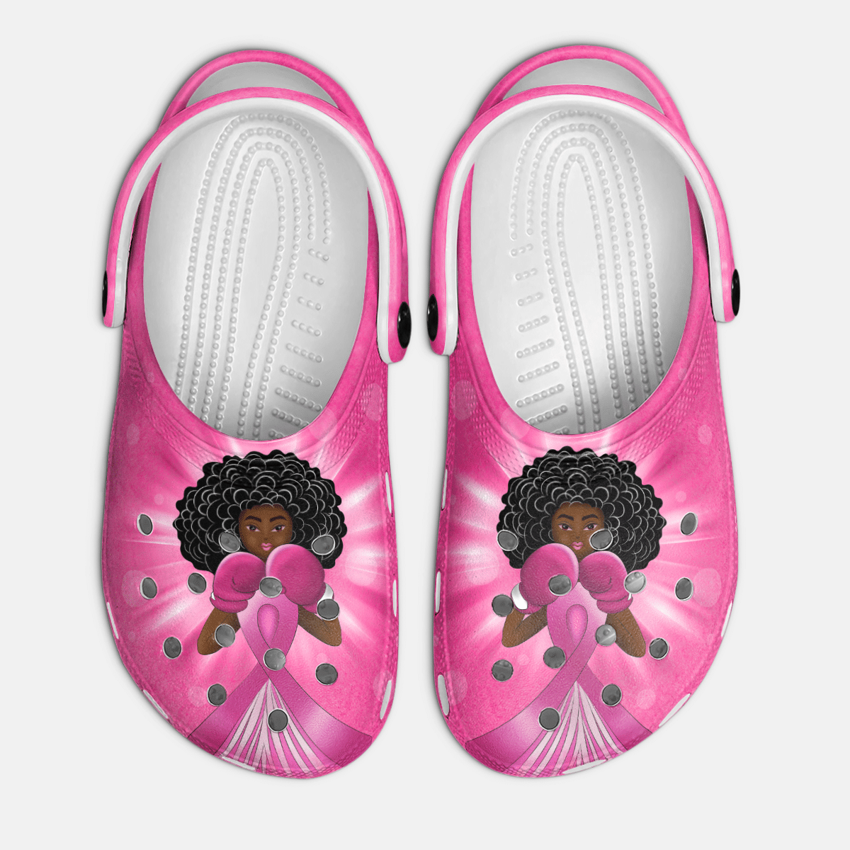 Breast Cancer File Like A Girl Black Woman Crocs Classic Clogs Shoes PANCR0730