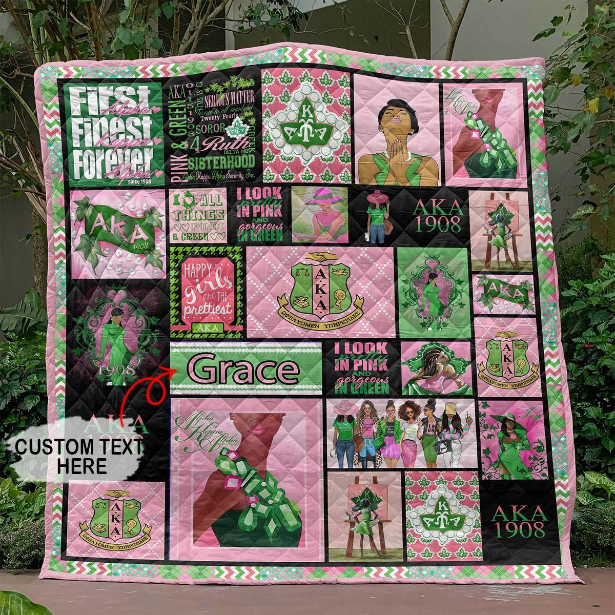 Personalized AKA Black Girl African American Quilt PANQT0021