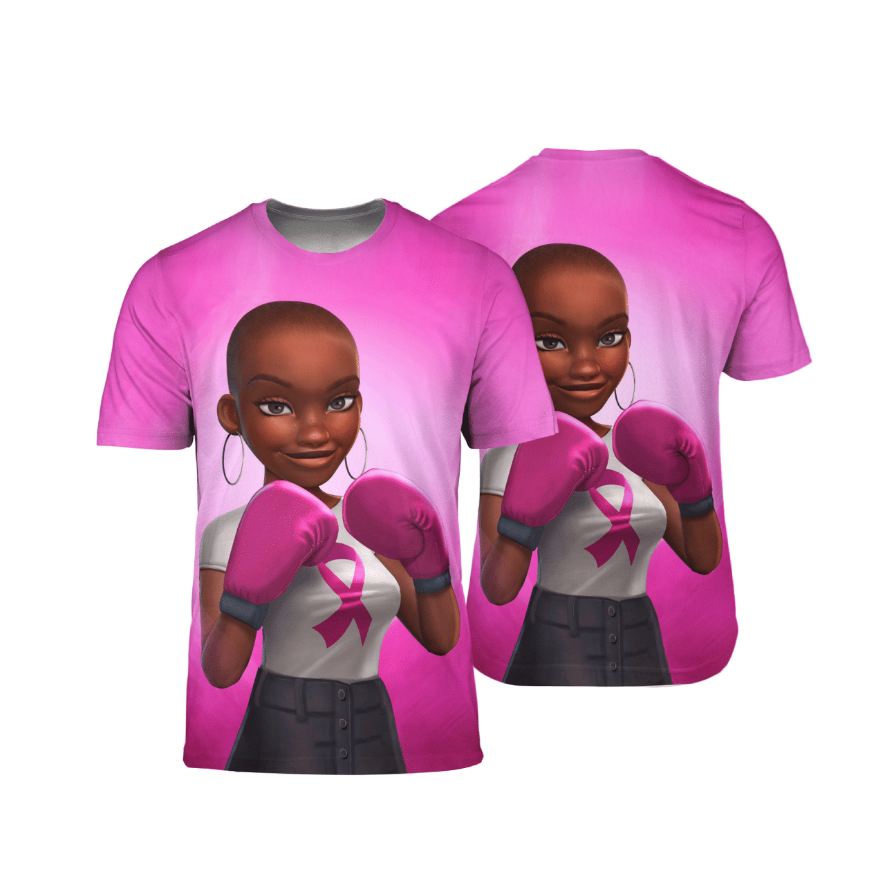 Breast Cancer Awareness Black Girl Pink 3D T-Shirt PAN3TS0041