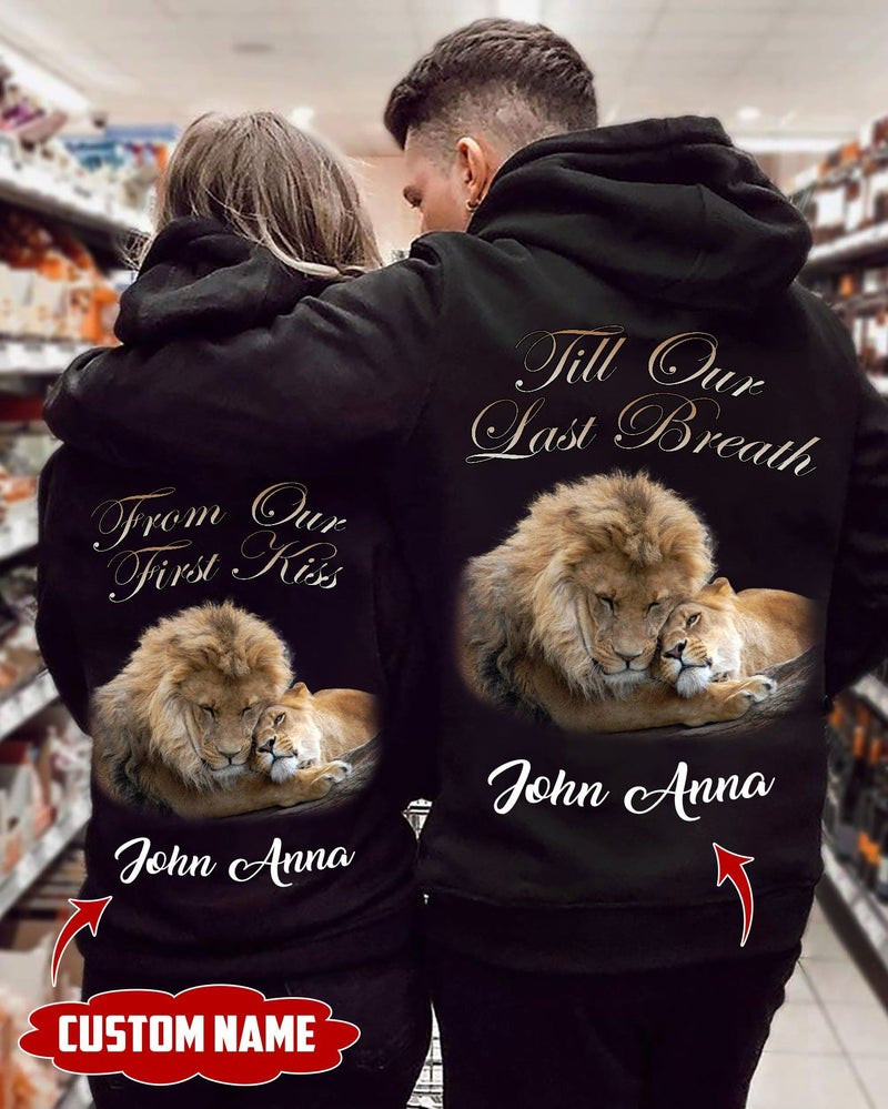 Personalized Till Our Last Breath Lion Couple Hoodie