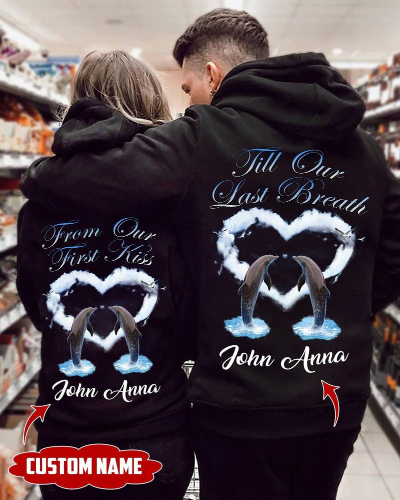 Personalized Till Our Last Breath Dolphin Couple Hoodie