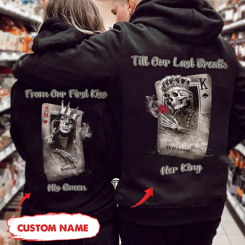 Personalized Till Our Last Breath Skull Queen and King Couple Hoodie