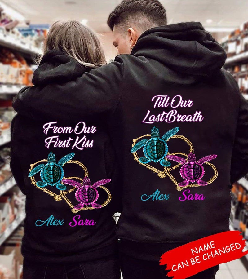 Personalized Till Our Last Breath Turtle Couple Hoodie