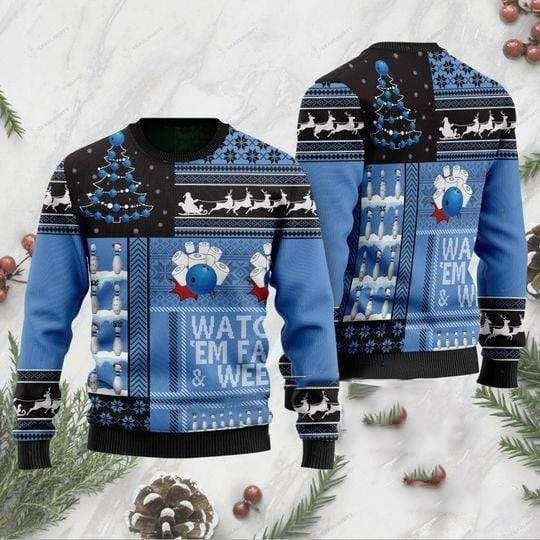 Watch 'Em Fall & Weep! Bowling Merry Christmas Ugly Sweater