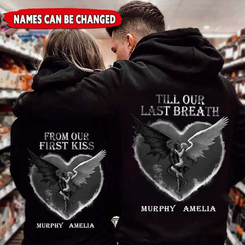 Personalized Till Last Breath Demon And Angel Couple Hoodie