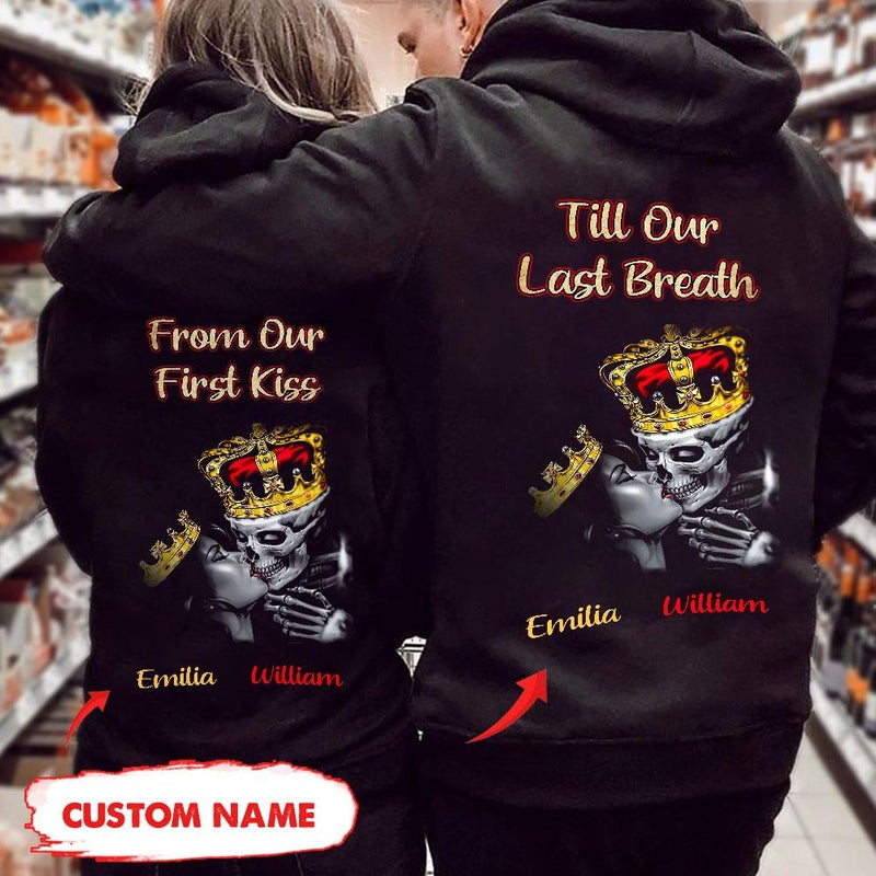 Personalized Till Our Last Breath Skull Couple Hoodie