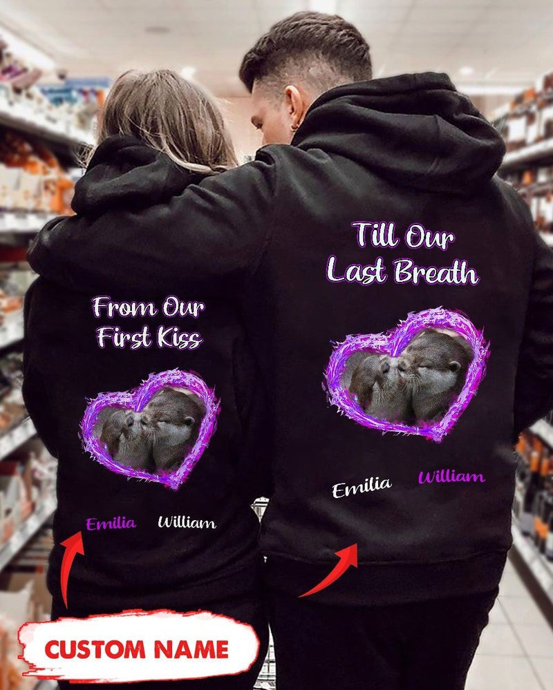 Personalized Till Our Last Breath Otter Couple Hoodie
