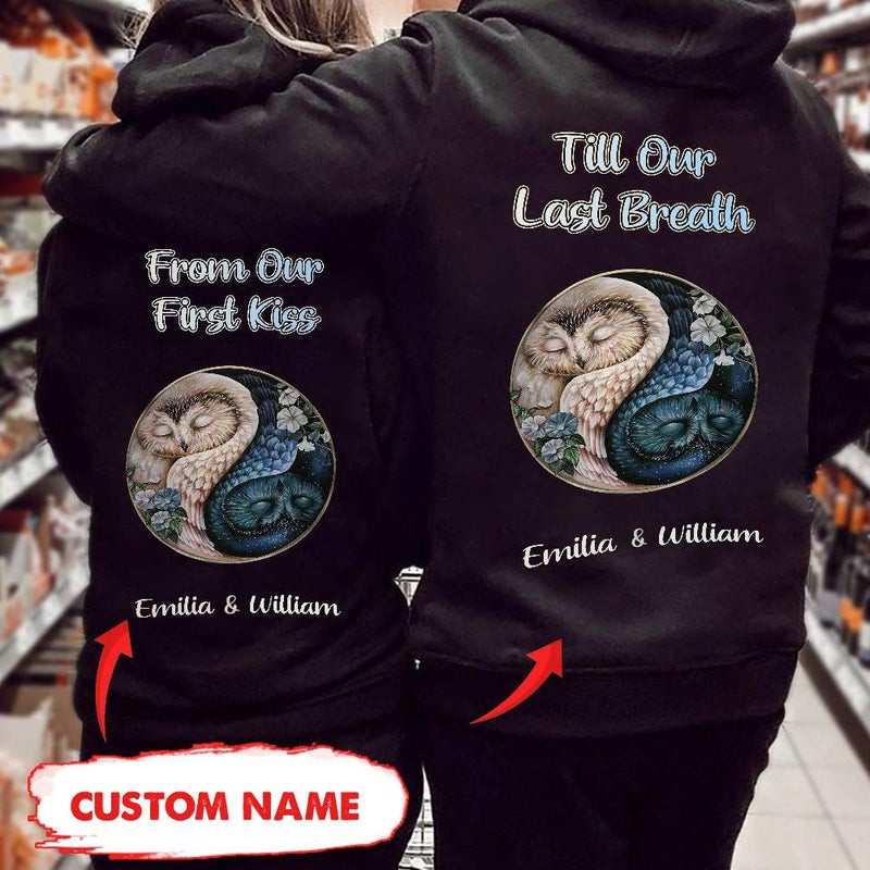 Personalized Till Our Last Breath Owl Couple Hoodie