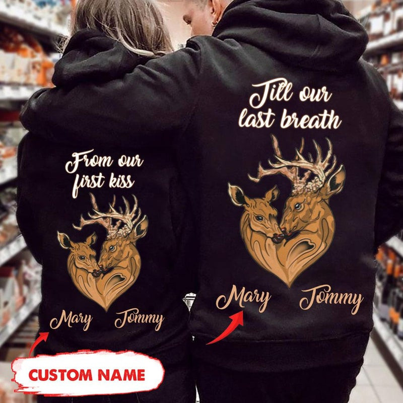 Personalized Till Our Last Breath Deer Hunting Couple Hoodie