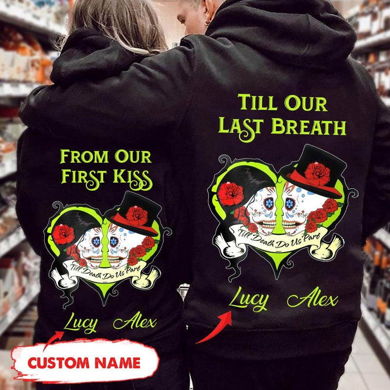 Personalized Till Our Last Breath Sugar Skull Couple Hoodie