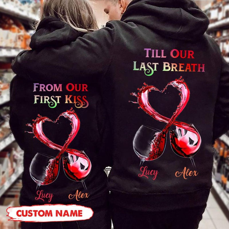 Personalized Till Our Last Breath Wine Couple Hoodie