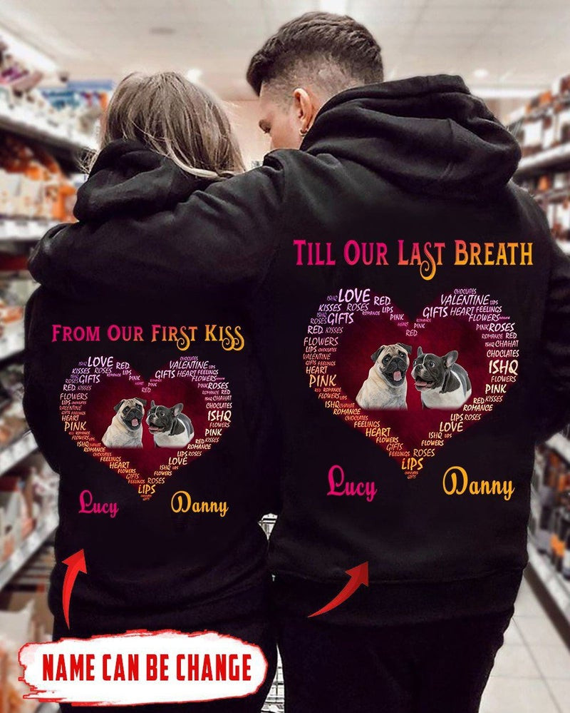 Personalized Till Our Last Breath Pug Couple Hoodie