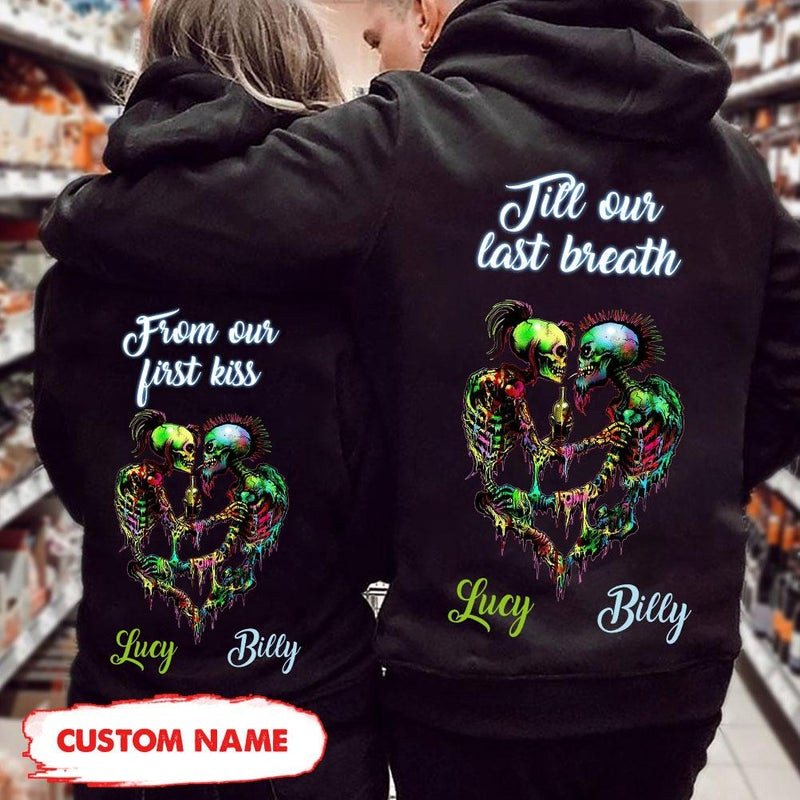 Personalized Till Our Last Breath Skull Heart Couple Hoodie