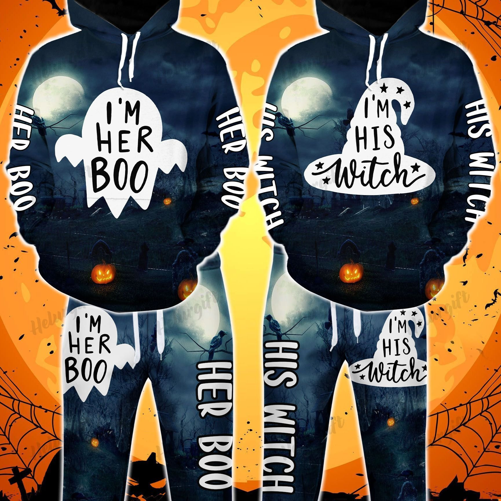 His Witch Her Boo Couple Hoodie Set