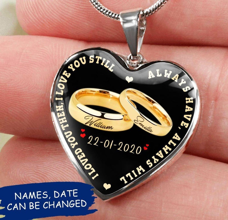 Personalized I Love You Then I Love You Still Couplering Heart Couple Necklace