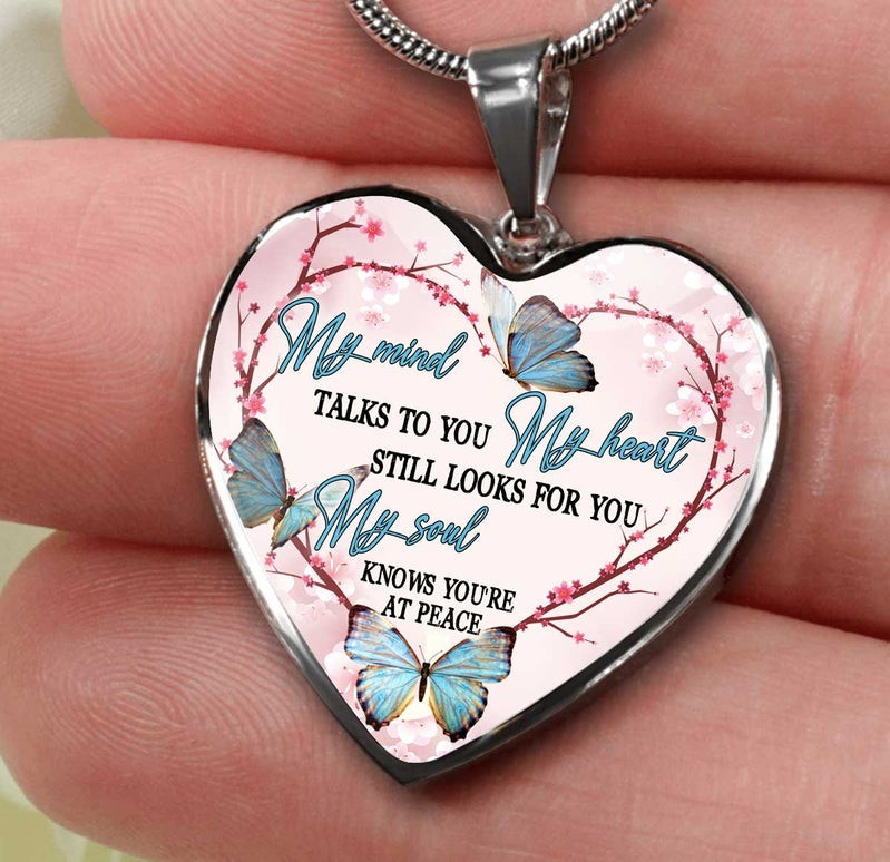 My Heart Still Looks For You Butterfly Heart Couple Necklace