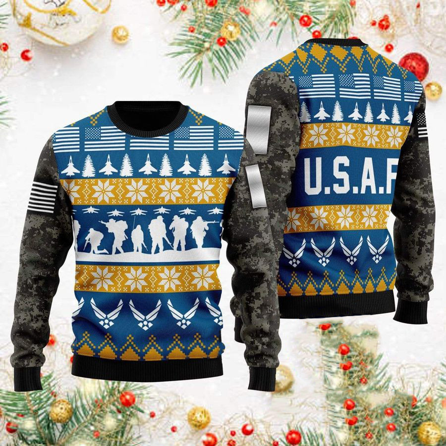 Soldier Air Force One Veteran Day Christmas Ugly Sweater