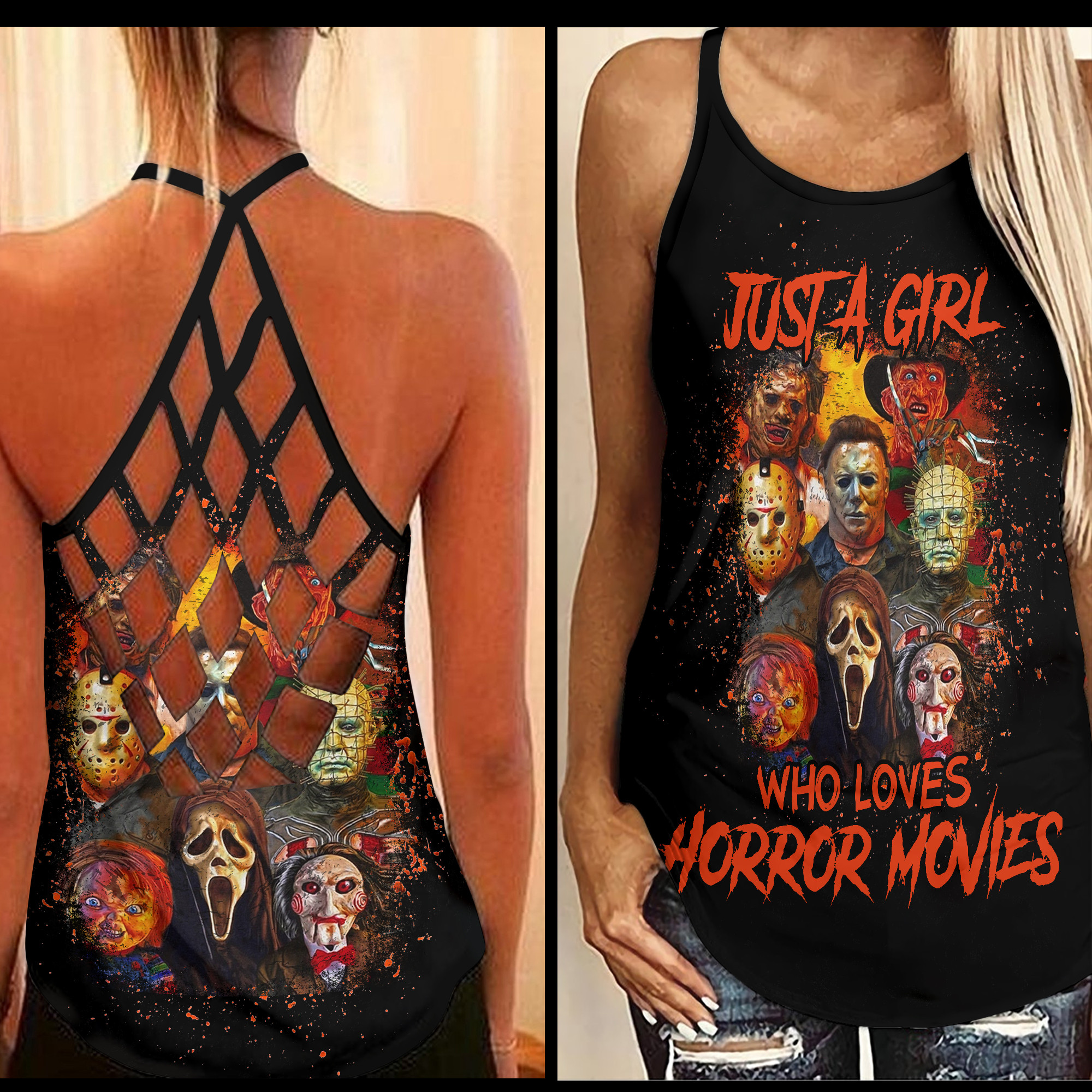 Just A Girl Who Loves Horror Movies Criss Tank Top PANCRC0011