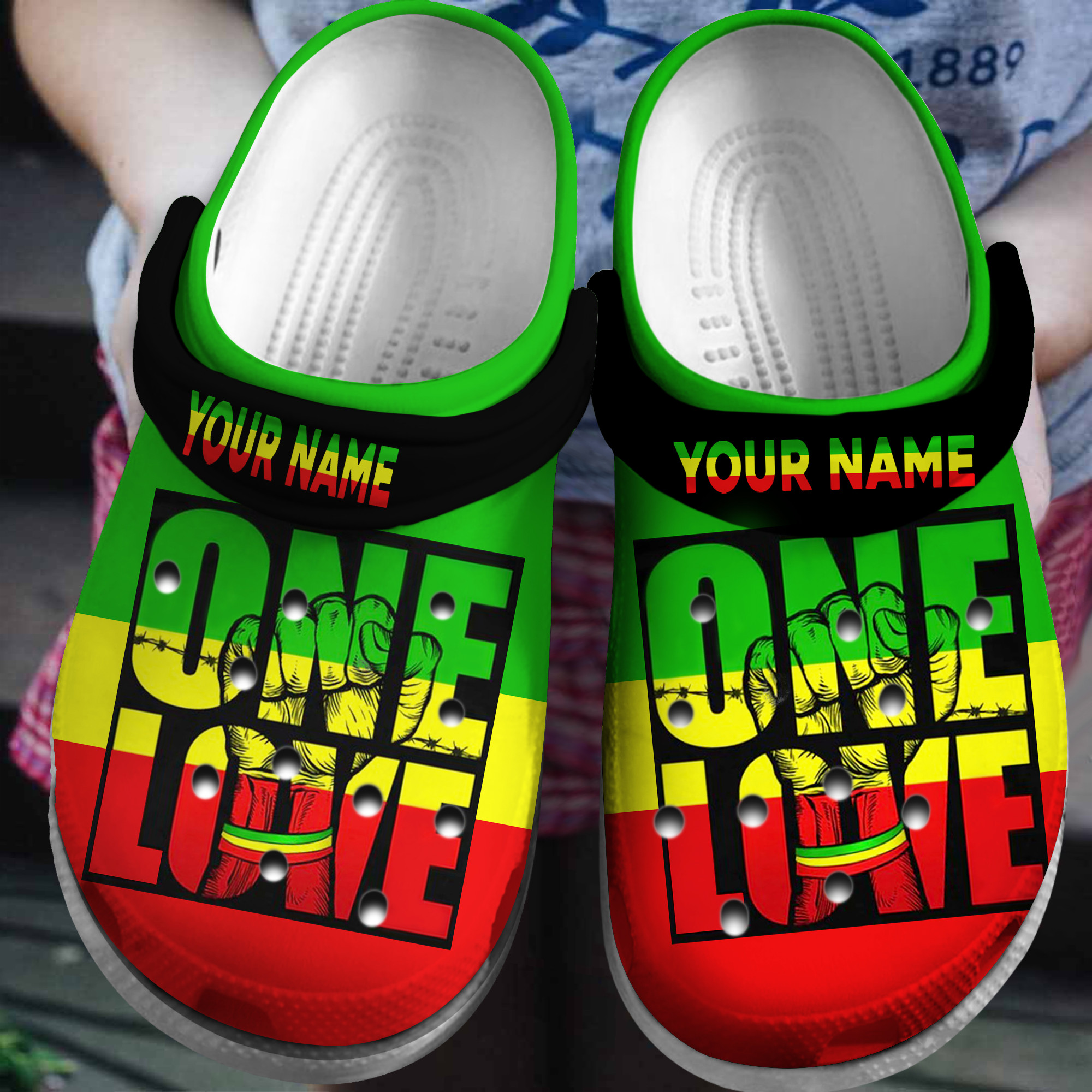 Personalized One Love Strong Black History African American Crocs Classic Clog Shoes PANCR1230
