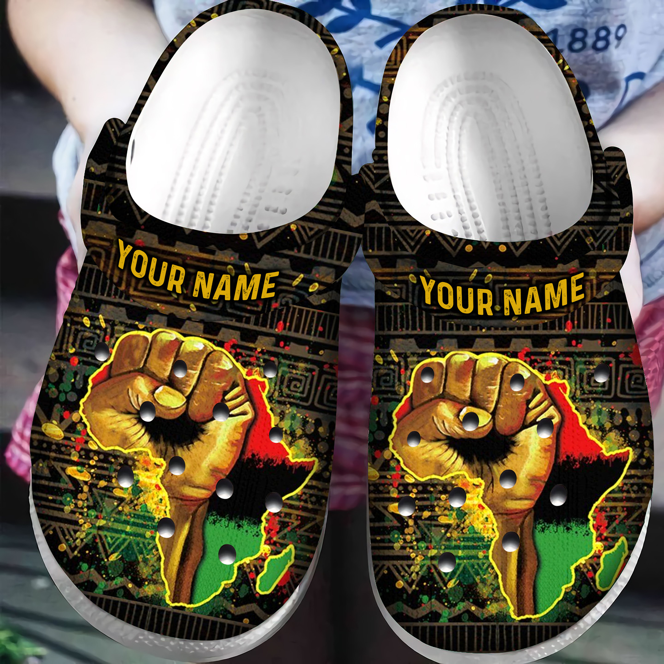 Personalized Black Power Strong African American Crocs Classic Clogs Shoes PANCR1160