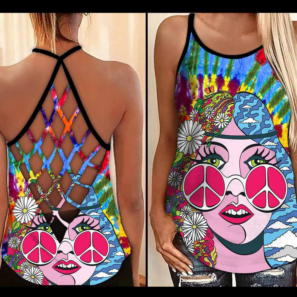 Hippie Girl Colorful Style Criss Cross Tank Top