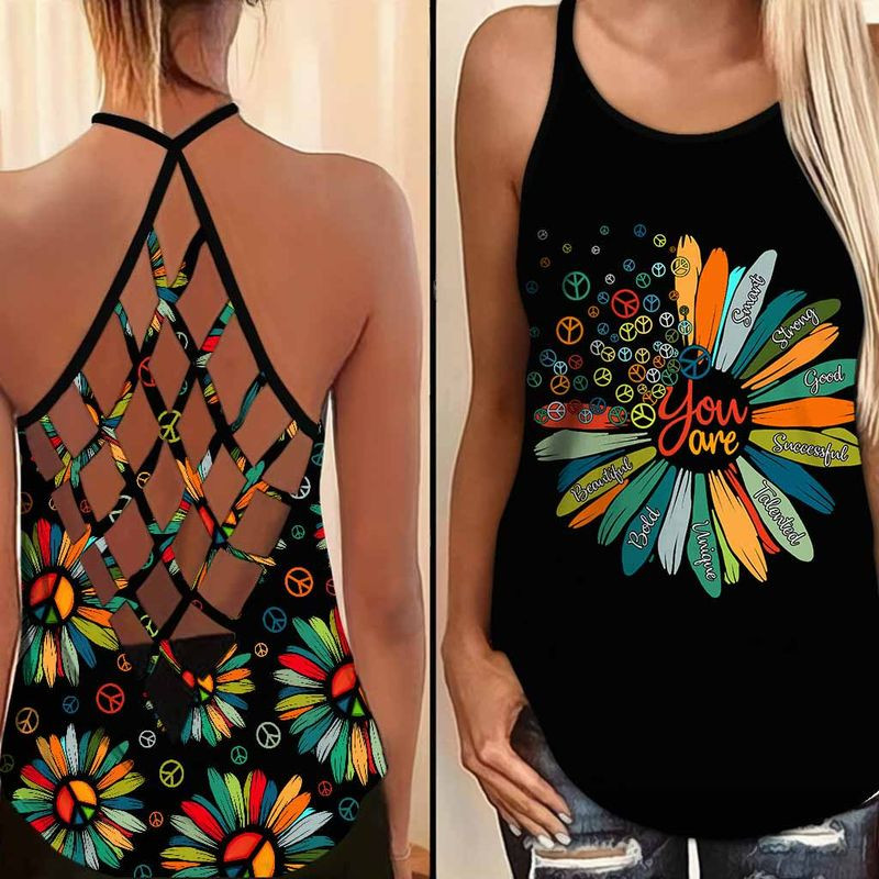 Hippie Soul Flower You Are Criss Cross Tank Top