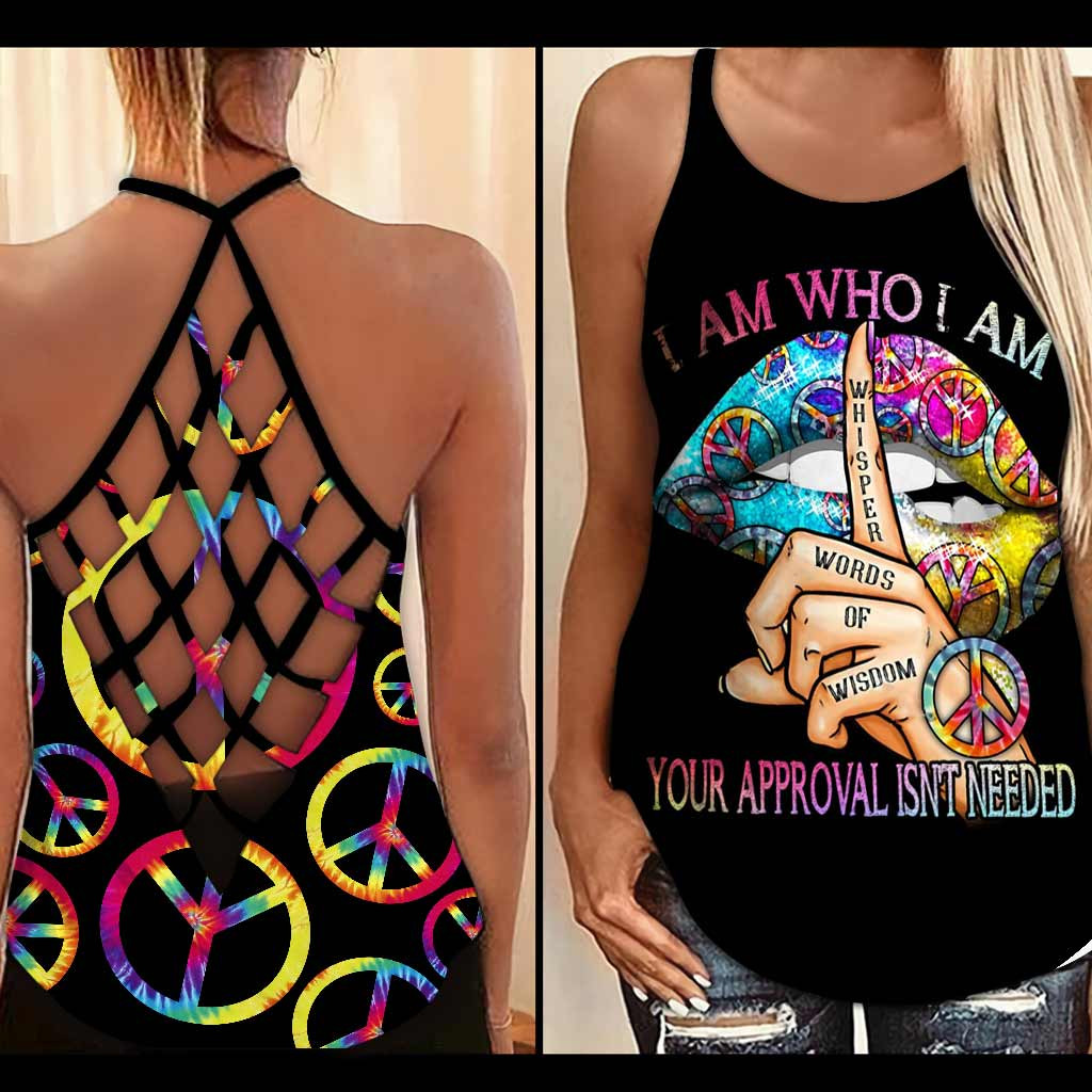 I Am Who I Am Your Approval Isnâ€™t Needed Hippie Lips Criss Cross Tank Top