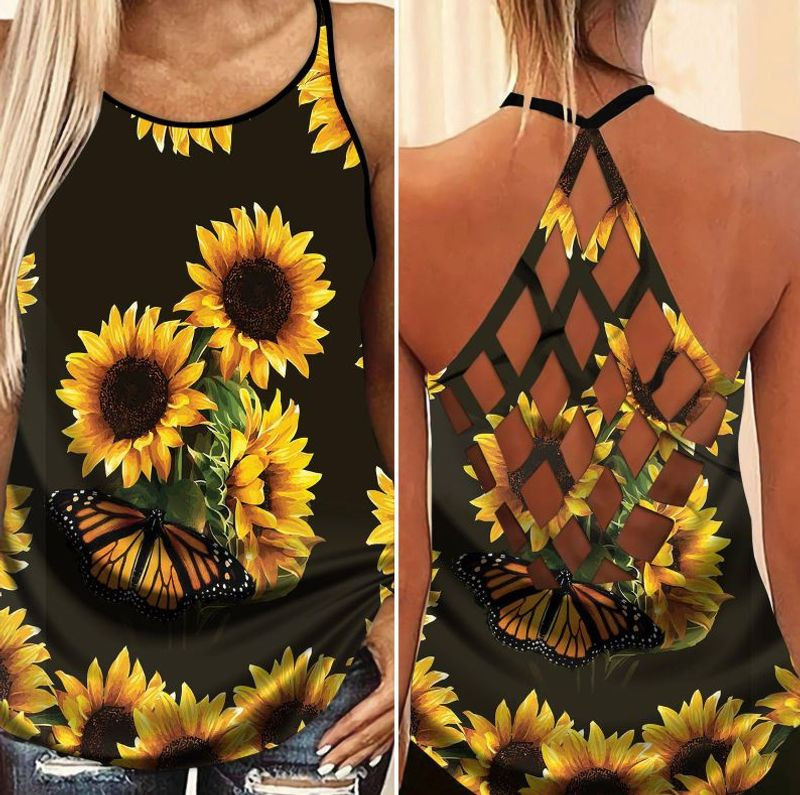 Sunflower Criss Cross Tank Top