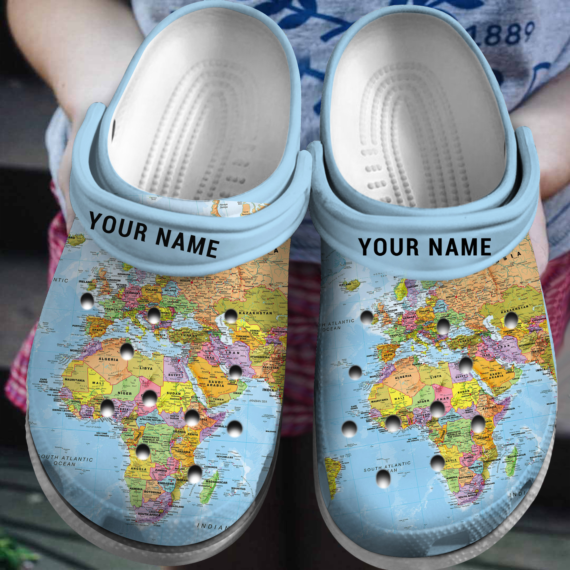 Personalized World Map Africa Crocs Classic Clogs Shoes PANCR1238