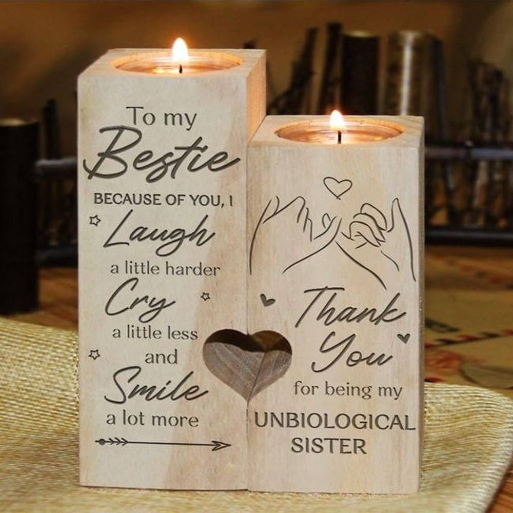 Gift For Best Friend Candle Holder Thank You For Being My Unbiological Sister
