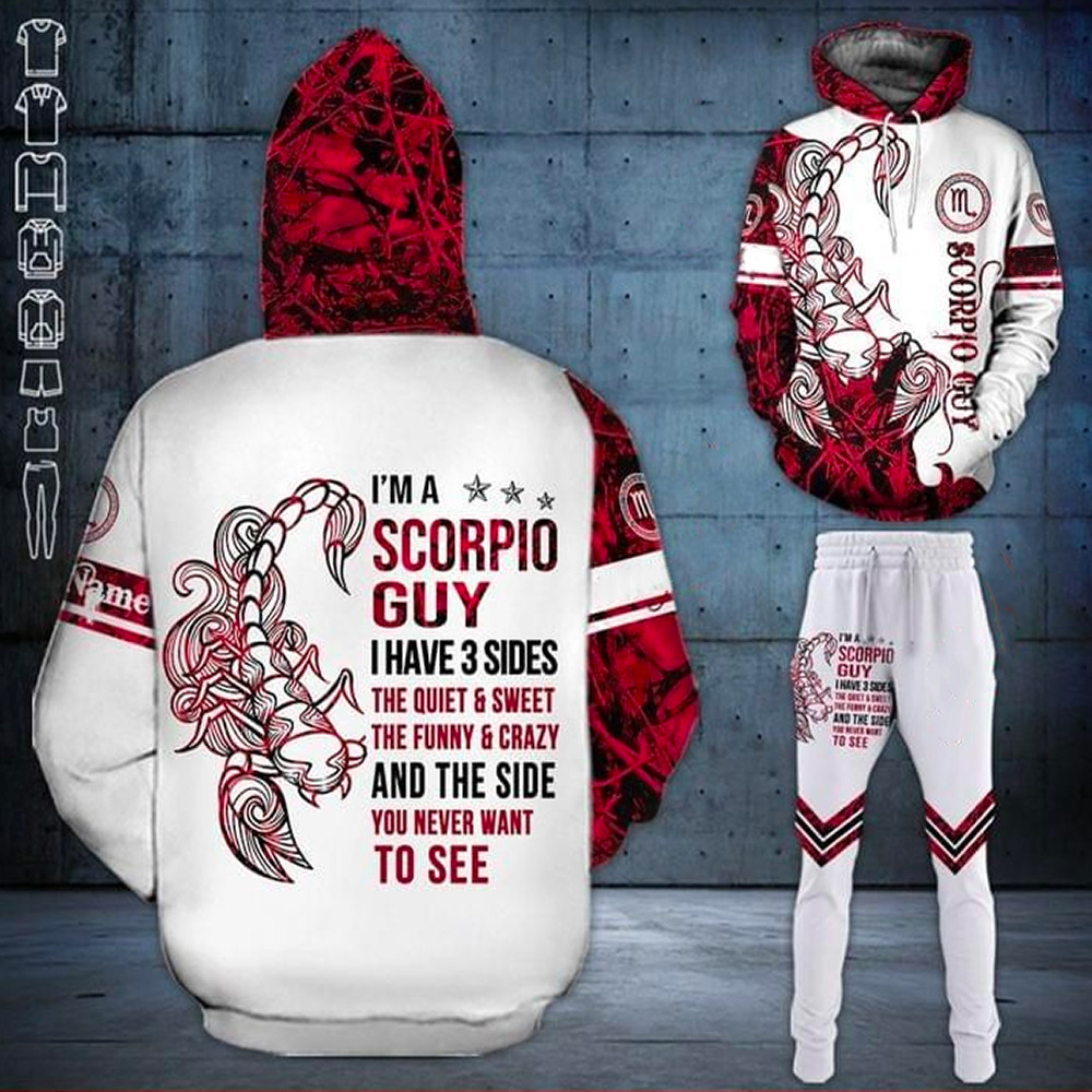 Personalized Scorpio Hoodie And Long Pants Set I Have 3 Sides PAN3DSET0149