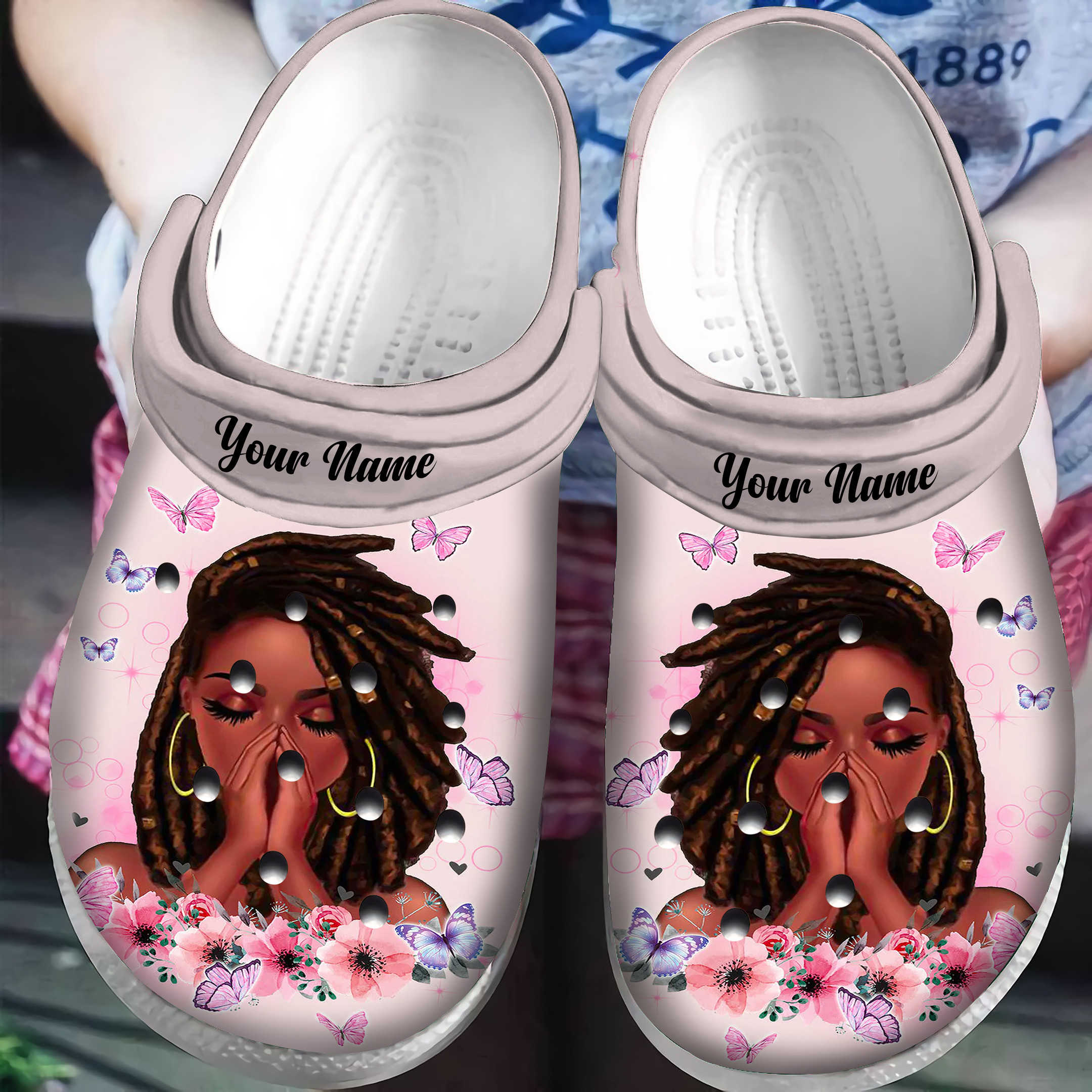 Personalized Black Girl African American Crocs Classic Clogs Shoes PANCR1143