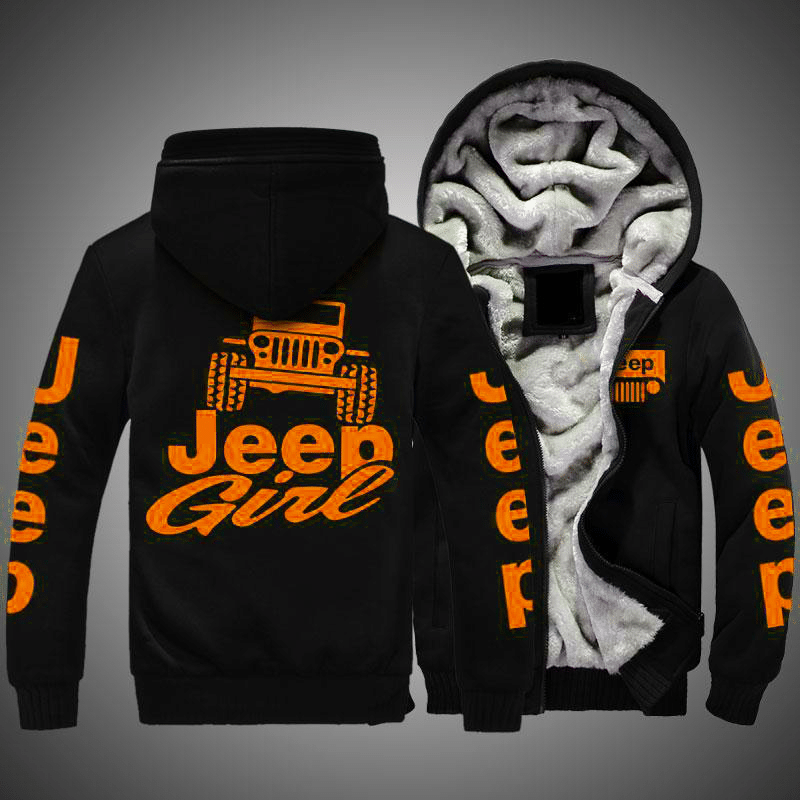 Jeep Girl Orange Fleece Hoodies PAN3FZH0002