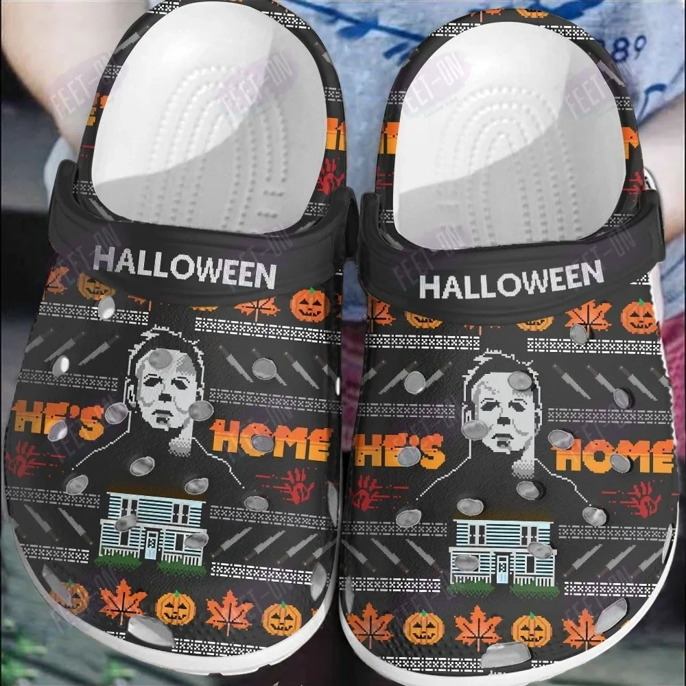 He's Home Michael Myers Horror Movie Halloween Crocs Classic Clogs Shoes PANCR1185