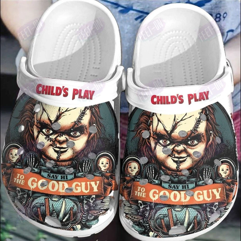 Say Hi To The Good Guy Chucky Horror Movie Halloween Crocs Classic Clogs Shoes PANCR1136