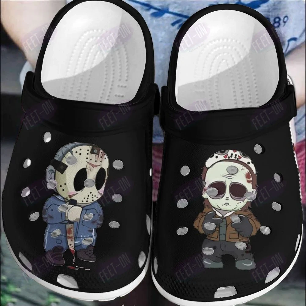 Black Jason Voorhees Friday the 13th Horror Movie Halloween Crocs Classic Clogs Shoes PANCR1141