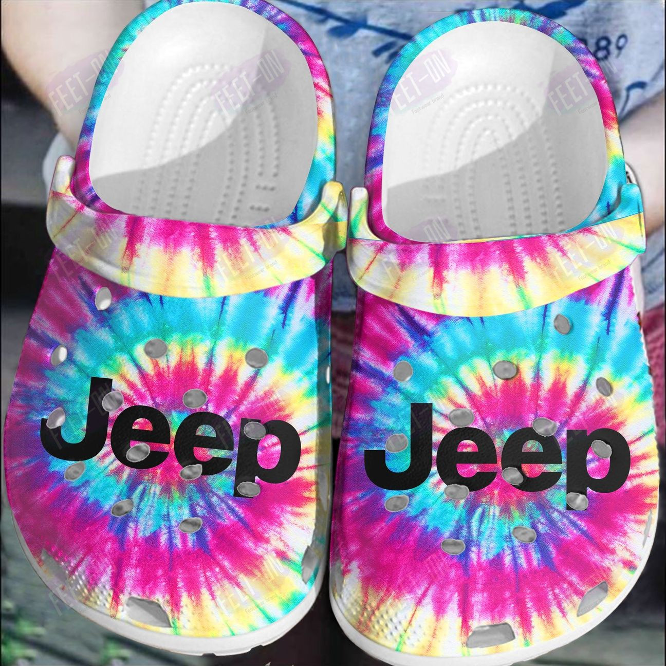 Tie Dye Jeep Car Crocs Classic Clogs Shoes