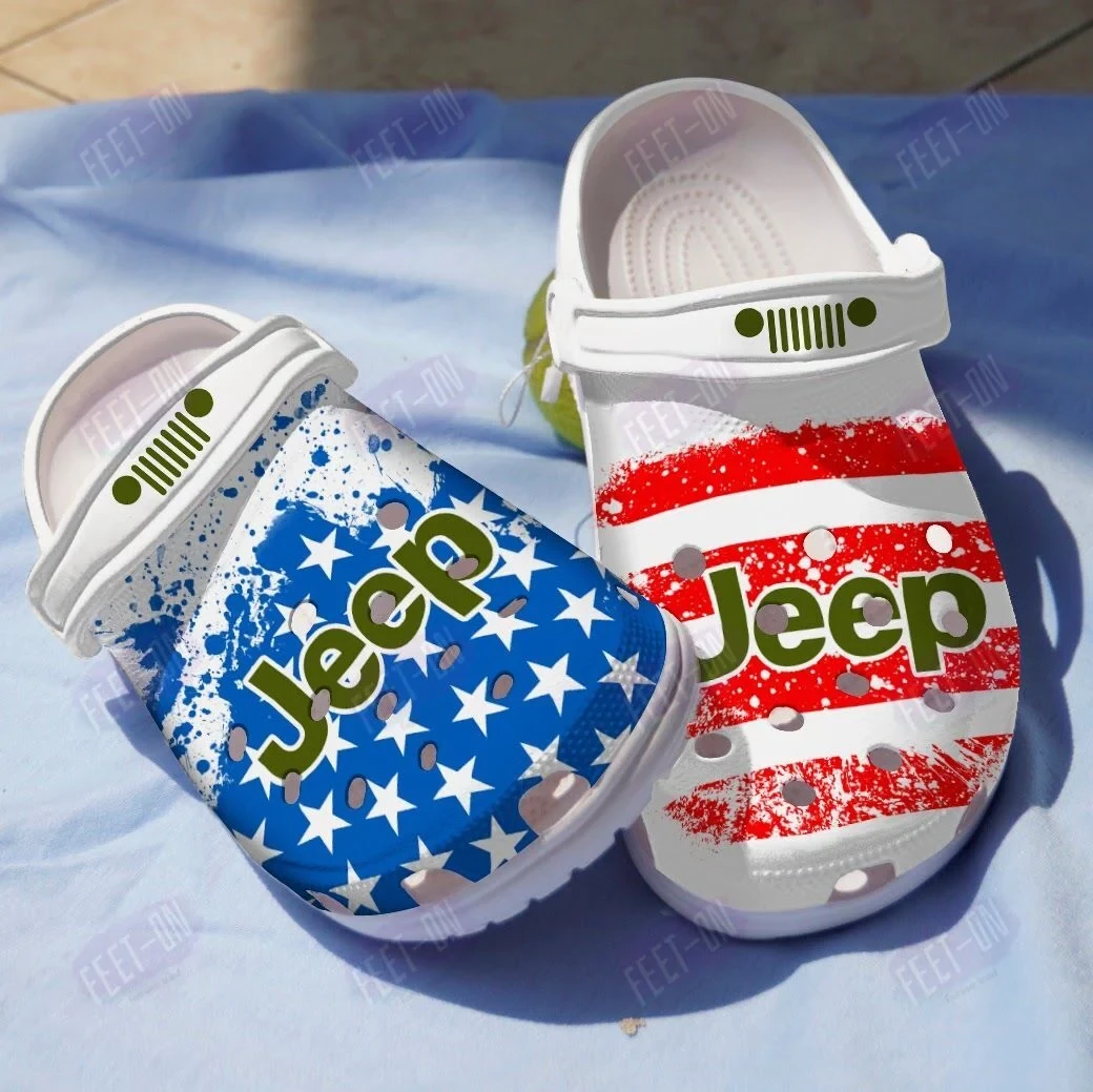 American Flag Jeep Car Crocs Classic Clogs Shoes