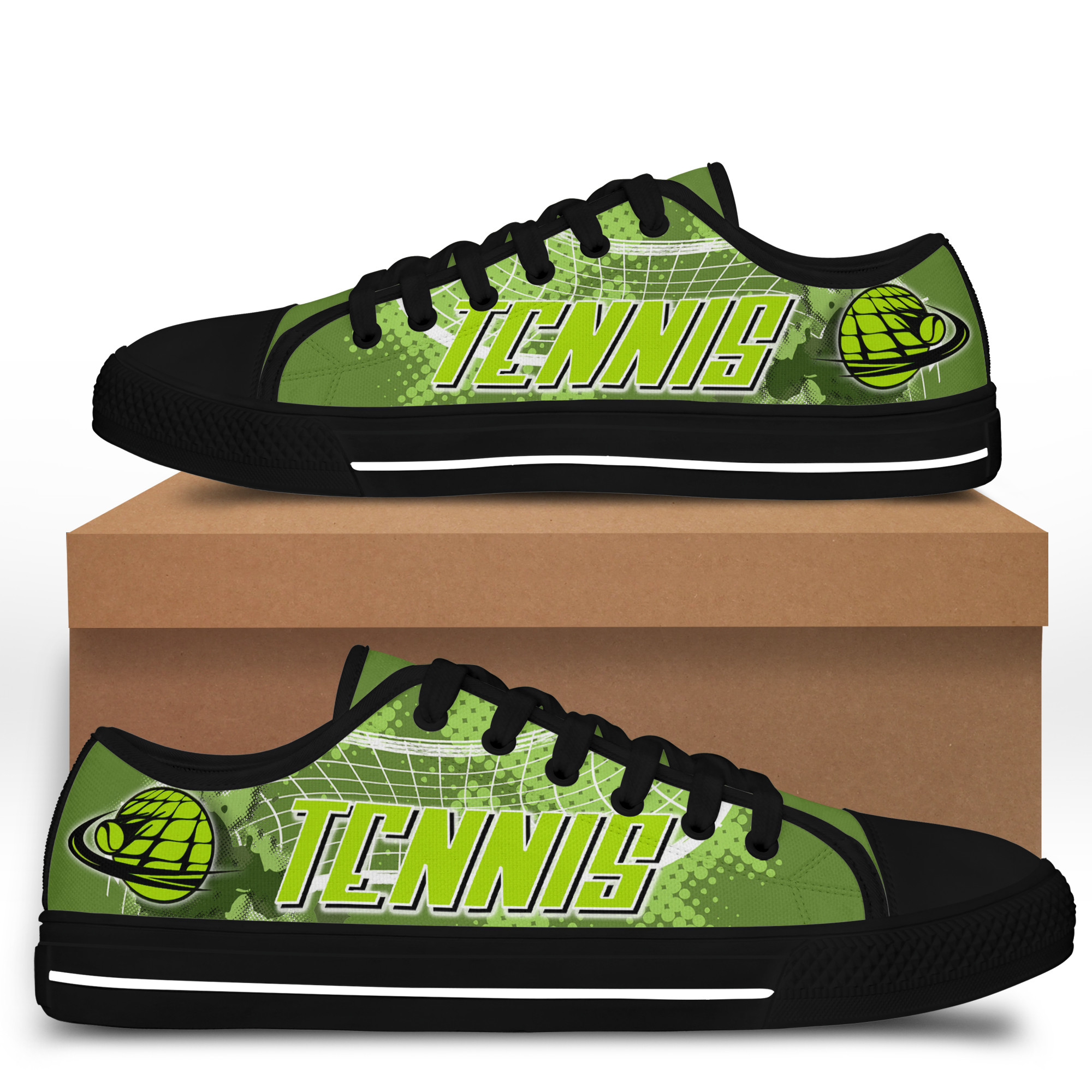 Tennis Ball Printed On Low Top Shoes